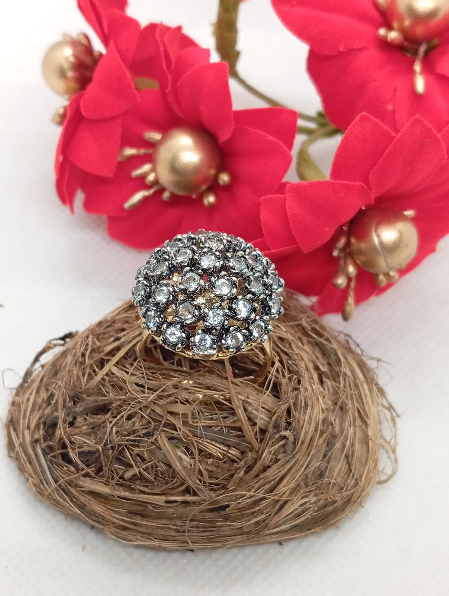 Premium Diamond 💎 cut Zircon judao adjustable ring , 22 k gold polish hand crafted | TM-89z