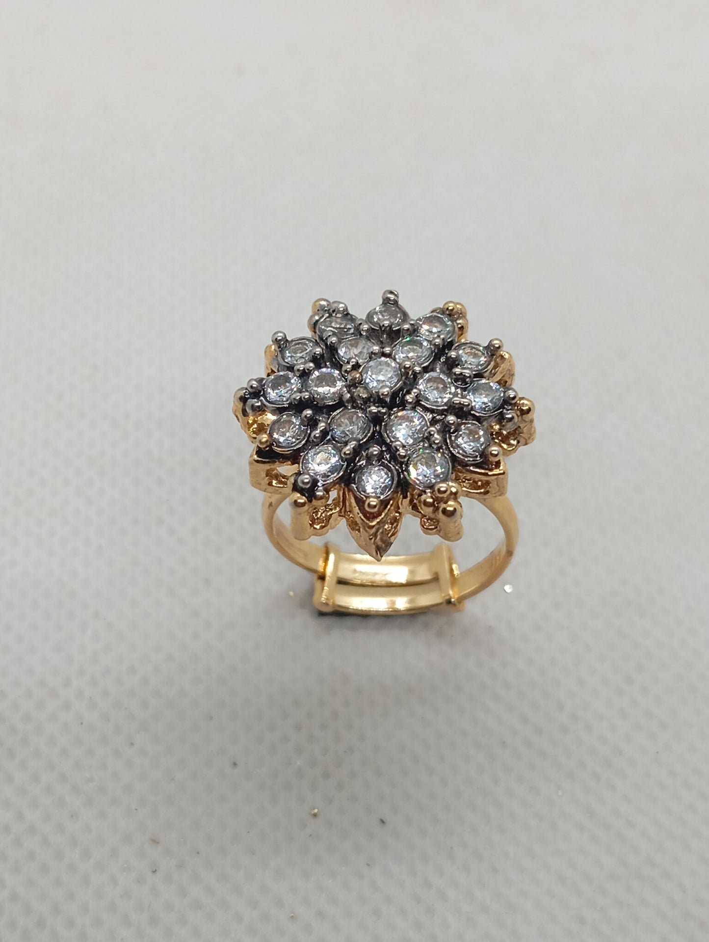 Diamond 💎 cut Zircon judao adjustable ring with stone, 22 k gold polish hand crafted | gR-875z