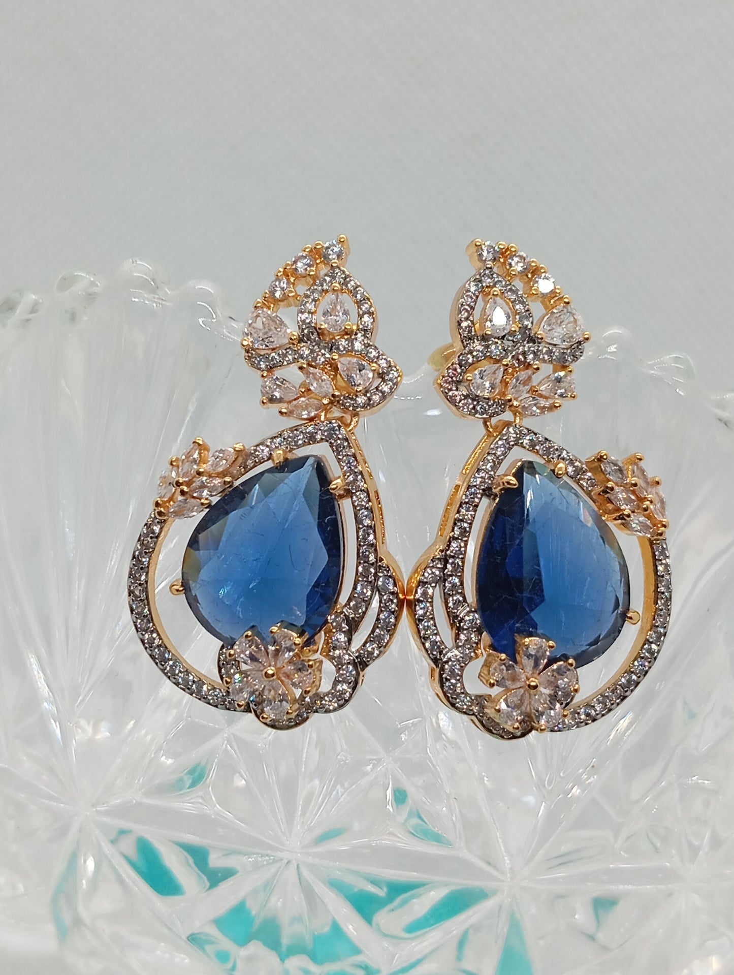 Premium Designer Judao Zircon Earrings | Stone and 22k Gold Polish | 6 Colors | RE-11i26