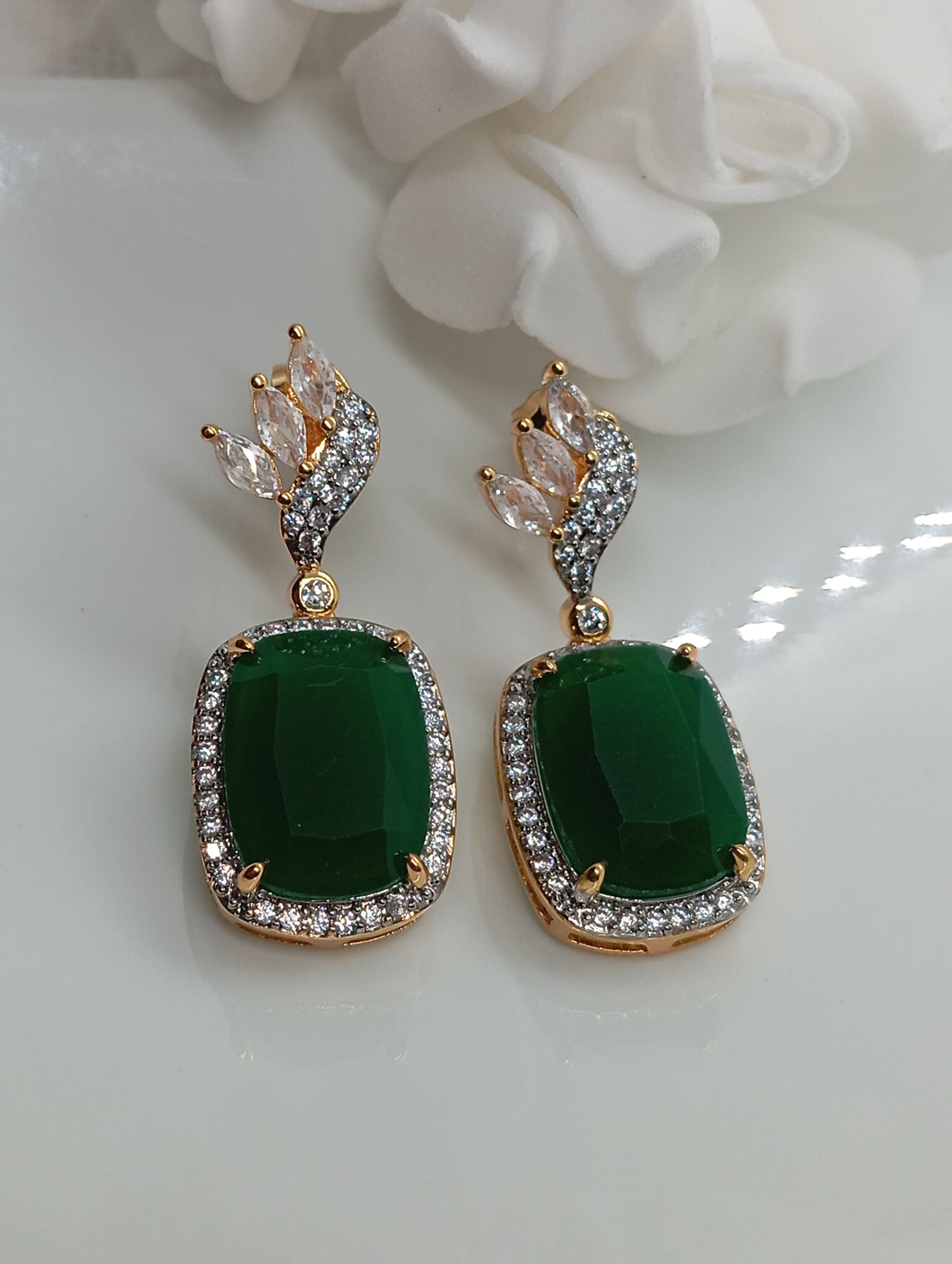 Designer Judao Zircon Earrings | with Stone and 22k Gold Polish | 6 Colors | RE-112h