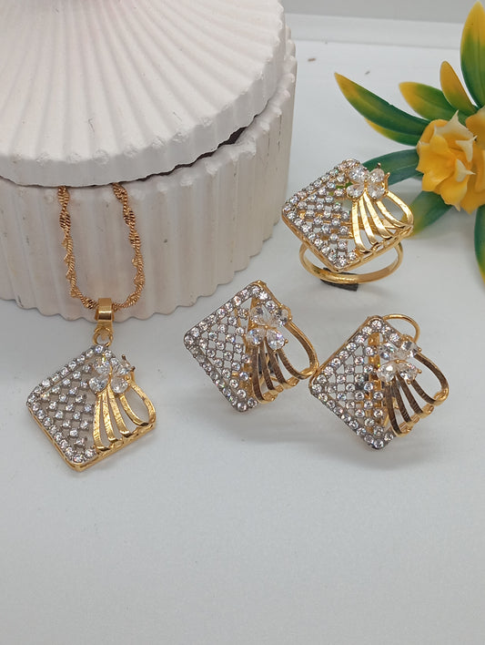 Stunning |Premium Diamond cut Zircon set, 22 k gold plated