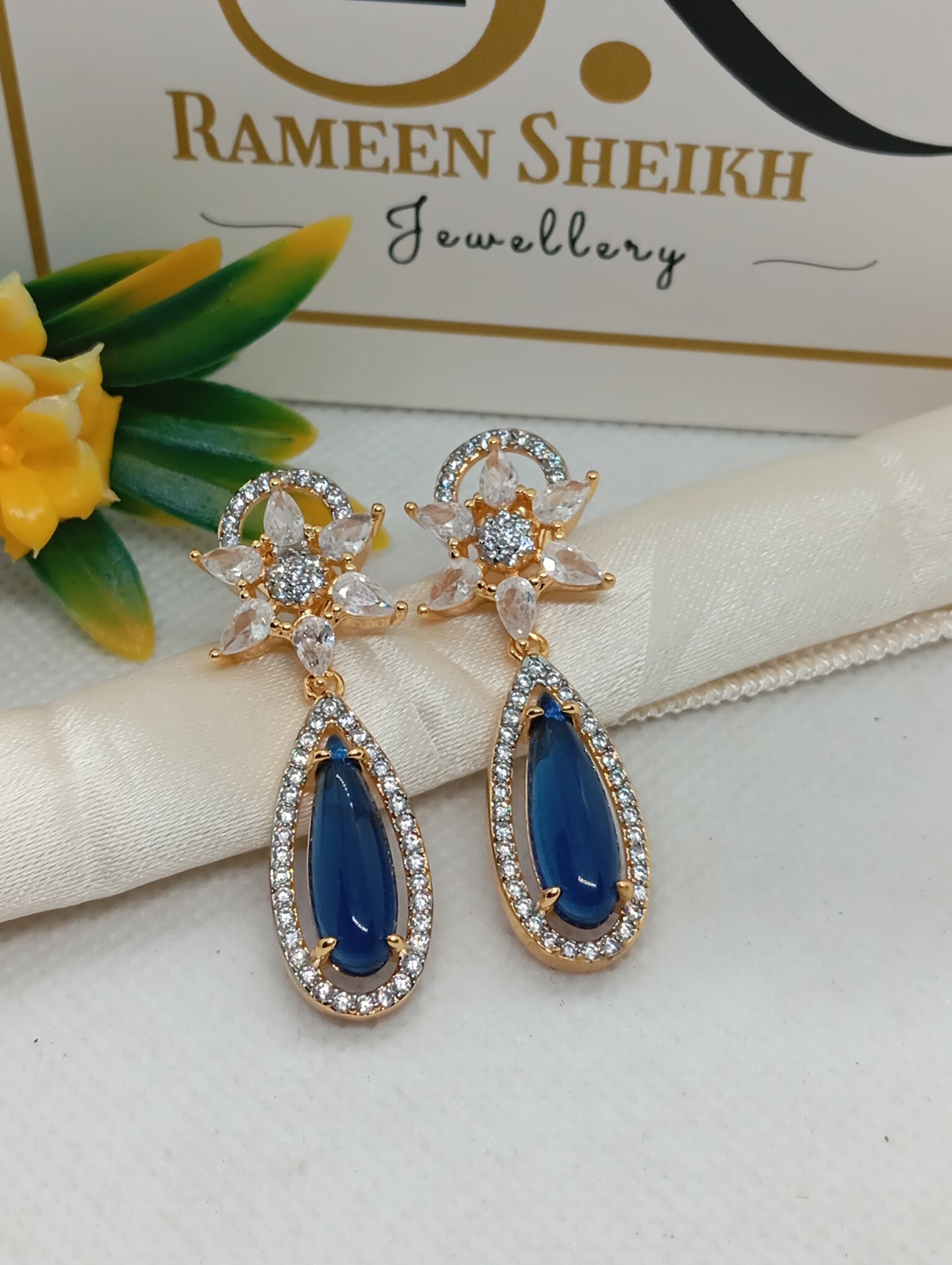 Designer Judao Zircon Earrings | with Stones and 22k Gold Polish | 6 Colors | RE-7ds