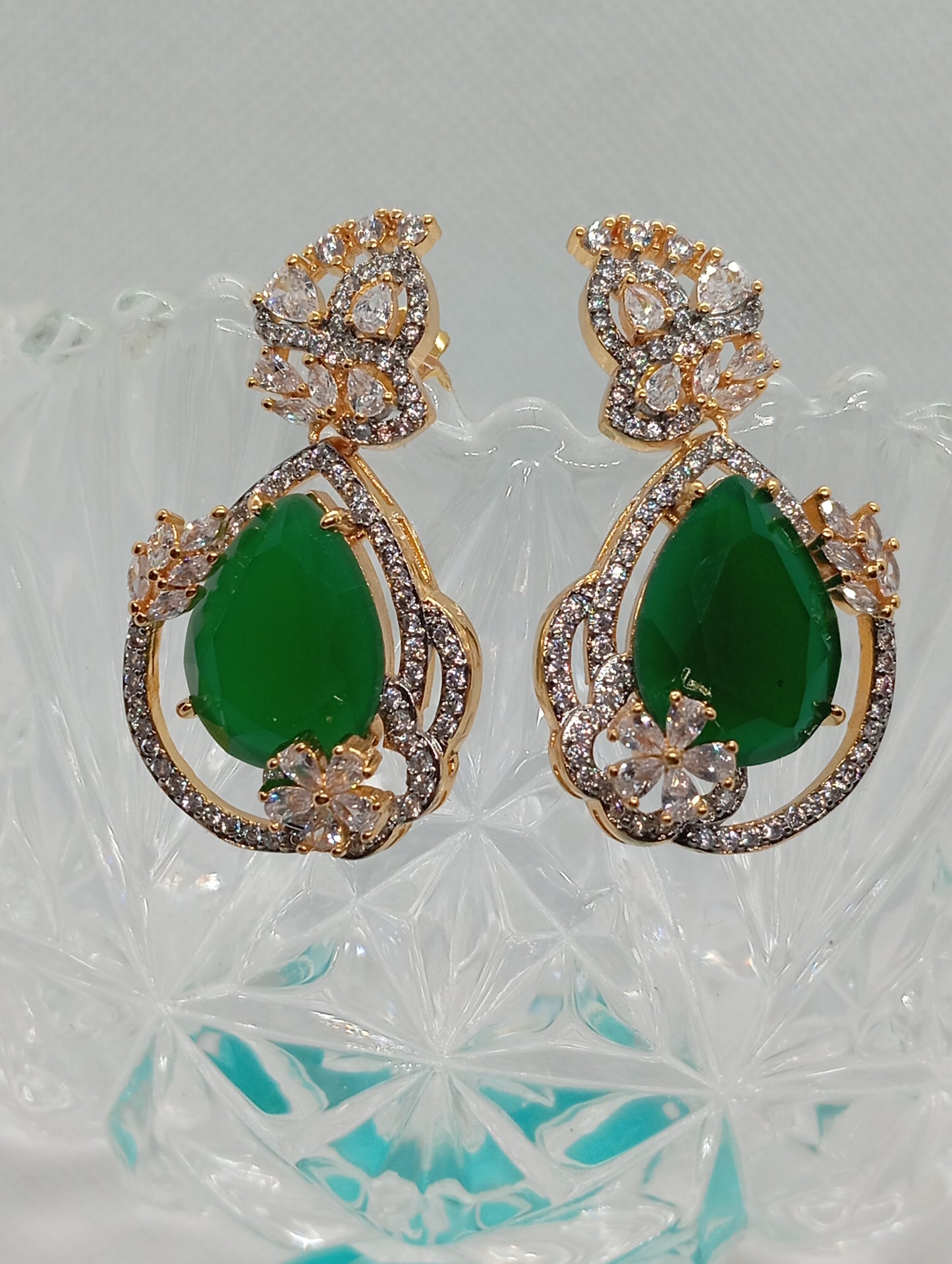 Premium Designer Judao Zircon Earrings | Stone and 22k Gold Polish | 6 Colors | RE-11i26