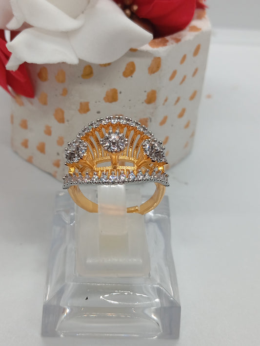 Diamond 💎 cut Zircon judao adjustable ring 22 k gold plated hand crafted | RR-3252