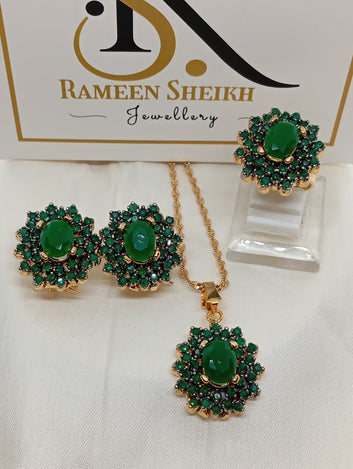 Premium Locket set in Diamond Cut & Zircons | 4 Colors  | 22K Gold Polish(3 yr. Warranty) | RSL-610