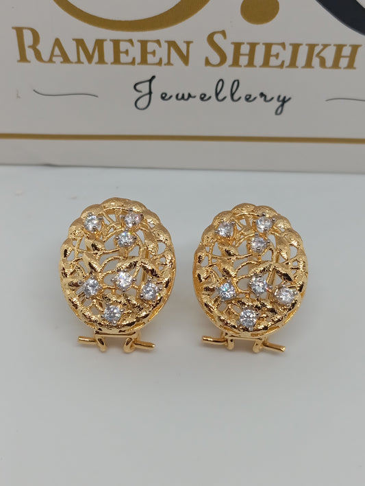 Premium Diamond Cut Zircon | Judao earring | 22K Gold Plating | RE-8mi