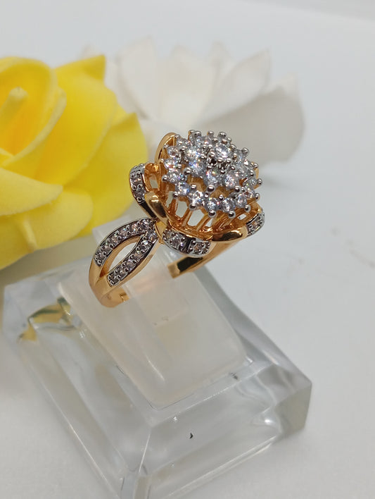 Diamond 💎 cut Zircon judao adjustable ring 22 k gold plated hand crafted | RR-3256