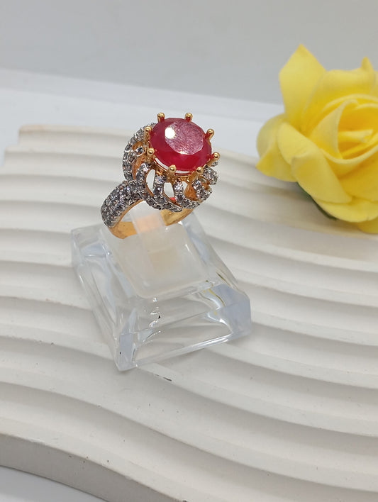 Premium Diamond 💎 cut Zircon judao adjustable ring|6 colours| with stone, 22 k gold polish hand crafted | gR-89kj