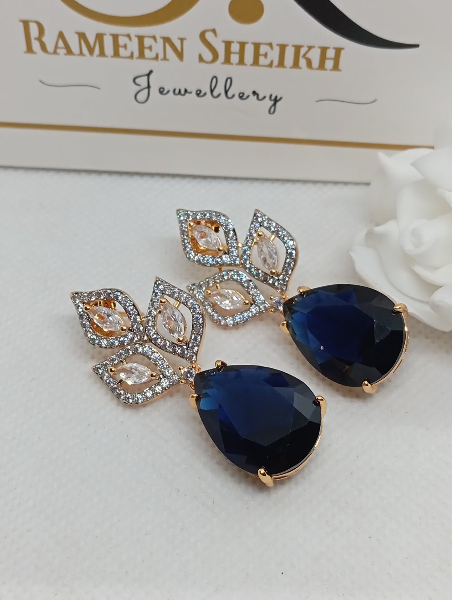 Designer Judao Zircon Earrings | with Stone and 22k Gold Polish | 6 Colors | RE-7ds7