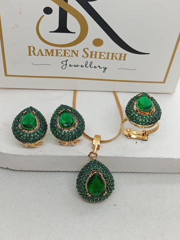 22k Gold plated Premium locket set with stones |Hand carved | Color Drop | 3 Colors |  | RSL-619