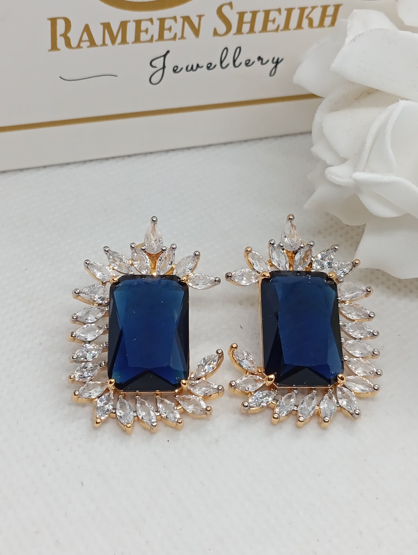 Premium Designer Judao Zircon Earrings | with Stones and 22k Gold Polish | 6 Colors | RE-1183