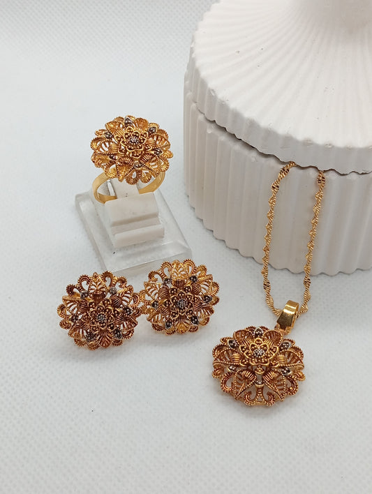 Afroziya |3D design hand carved 22 k gold plated |78D