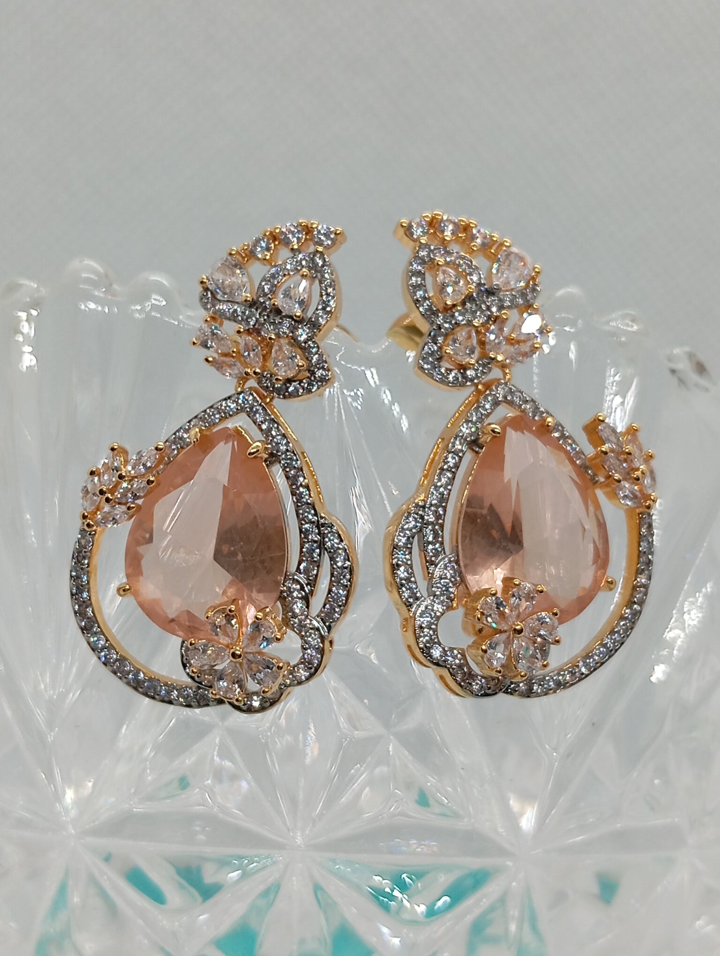 Premium Designer Judao Zircon Earrings | Stone and 22k Gold Polish | 6 Colors | RE-11i26