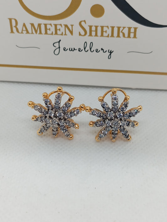 Diamond cut Zircon | judao earring | 22k gold polish | RE-932