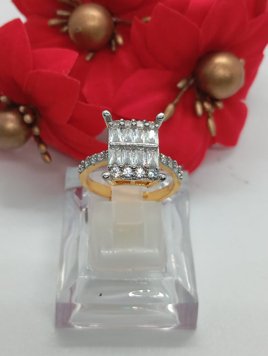 Sleak Diamond 💎 cut Zircon judao adjustable ring 22 k gold plated hand crafted | RR-8899
