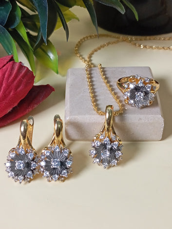 Premium Diamond cut Zircon set, 22 k gold plated | Hypnotized | | RSL-629