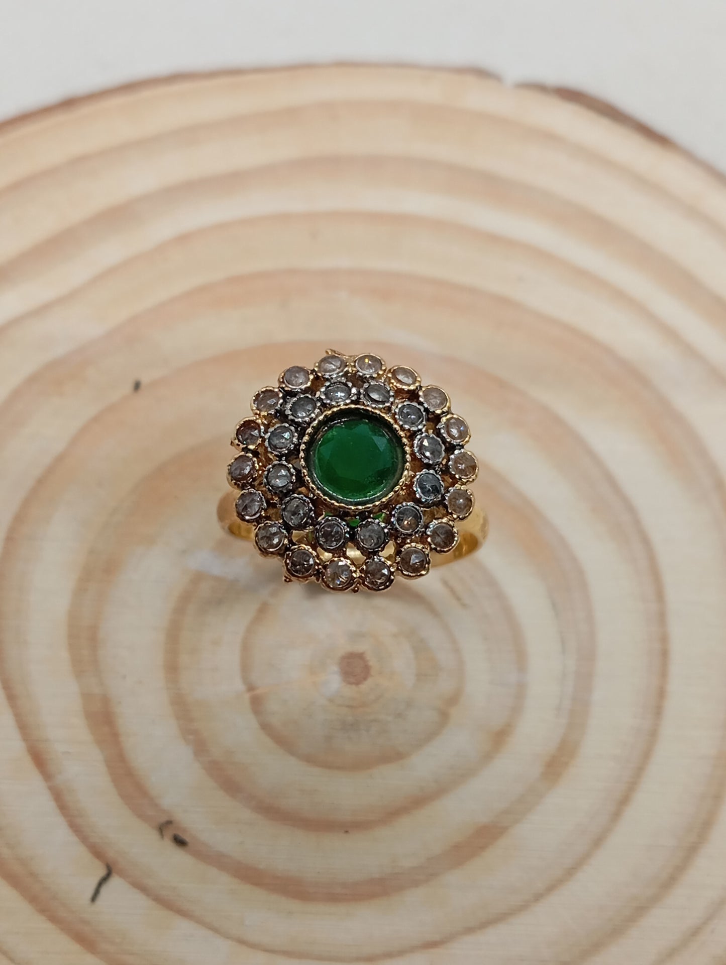 Diamond 💎 cut Zircon judao adjustable ring with stone, 22 k gold polish hand crafted | R-89z