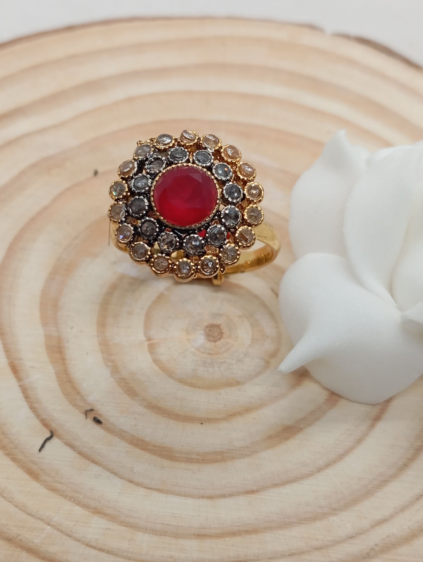 Diamond 💎 cut Zircon judao adjustable ring with stone, 22 k gold polish hand crafted | R-89z